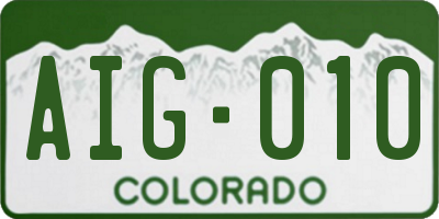 CO license plate AIG010