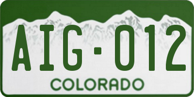 CO license plate AIG012