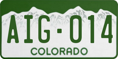 CO license plate AIG014