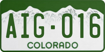 CO license plate AIG016