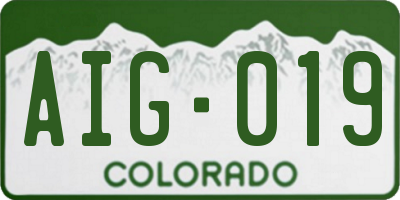 CO license plate AIG019