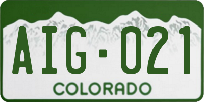 CO license plate AIG021