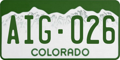 CO license plate AIG026