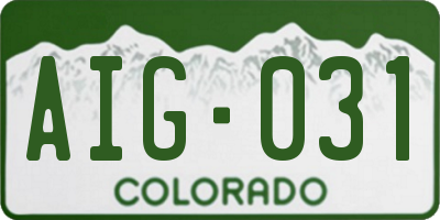 CO license plate AIG031