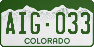 CO license plate AIG033