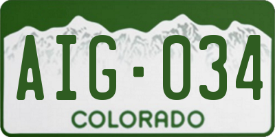 CO license plate AIG034