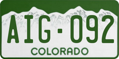 CO license plate AIG092