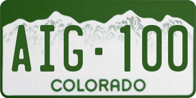 CO license plate AIG100