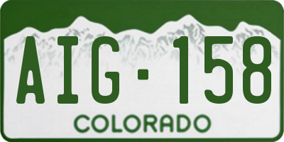 CO license plate AIG158