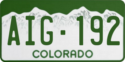 CO license plate AIG192