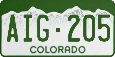 CO license plate AIG205