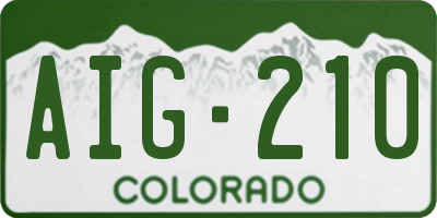 CO license plate AIG210