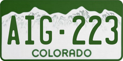 CO license plate AIG223