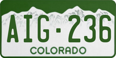 CO license plate AIG236