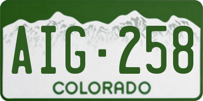 CO license plate AIG258