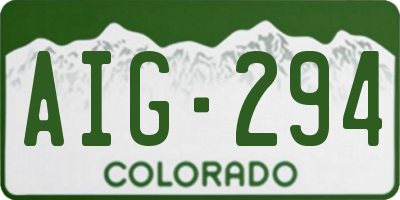 CO license plate AIG294