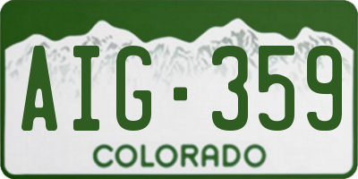 CO license plate AIG359