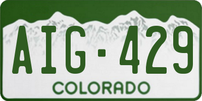 CO license plate AIG429
