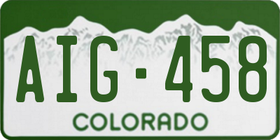 CO license plate AIG458