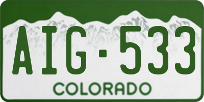 CO license plate AIG533