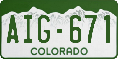 CO license plate AIG671