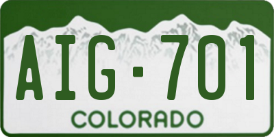 CO license plate AIG701