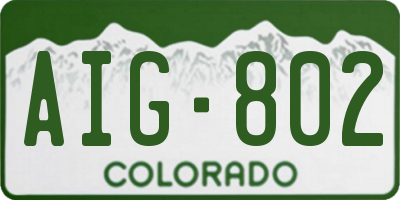 CO license plate AIG802