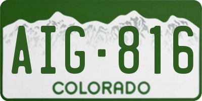 CO license plate AIG816