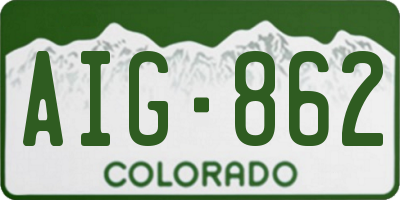 CO license plate AIG862