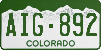 CO license plate AIG892