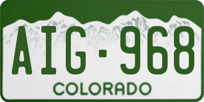 CO license plate AIG968