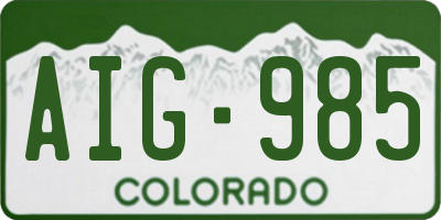 CO license plate AIG985