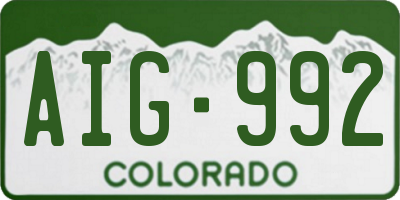 CO license plate AIG992