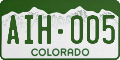 CO license plate AIH005