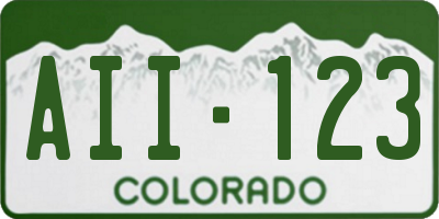 CO license plate AII123