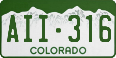 CO license plate AII316