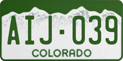CO license plate AIJ039