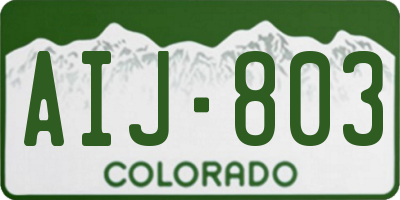 CO license plate AIJ803