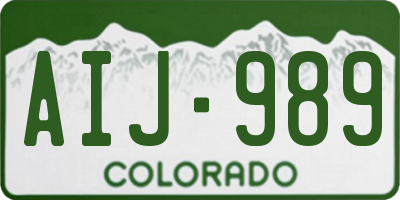 CO license plate AIJ989