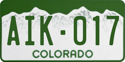 CO license plate AIK017