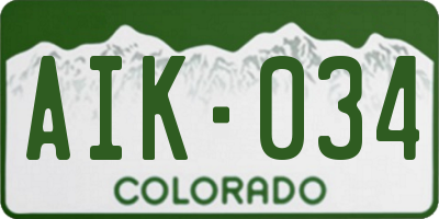 CO license plate AIK034