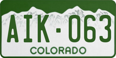CO license plate AIK063