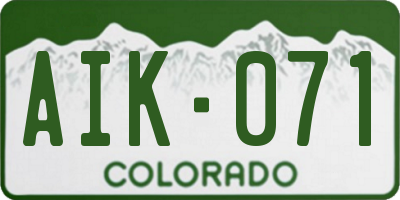 CO license plate AIK071