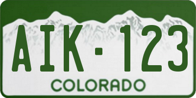 CO license plate AIK123