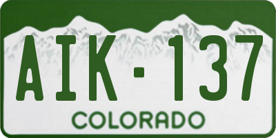 CO license plate AIK137