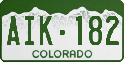 CO license plate AIK182