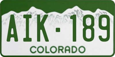 CO license plate AIK189