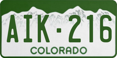 CO license plate AIK216