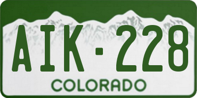 CO license plate AIK228