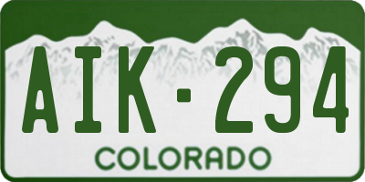CO license plate AIK294